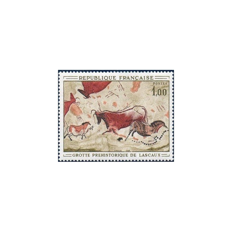 Timbre France Yvert No 1555 Lascaux, peinture rupestre de la grotte à Montignac