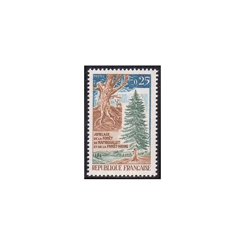 Timbre France Yvert No 1561 Jumelage de la foret  de Rambouillet et de la foret noire