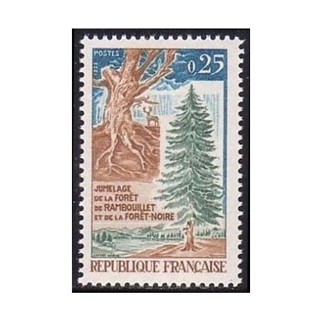 Timbre France Yvert No 1561 Jumelage de la foret  de Rambouillet et de la foret noire