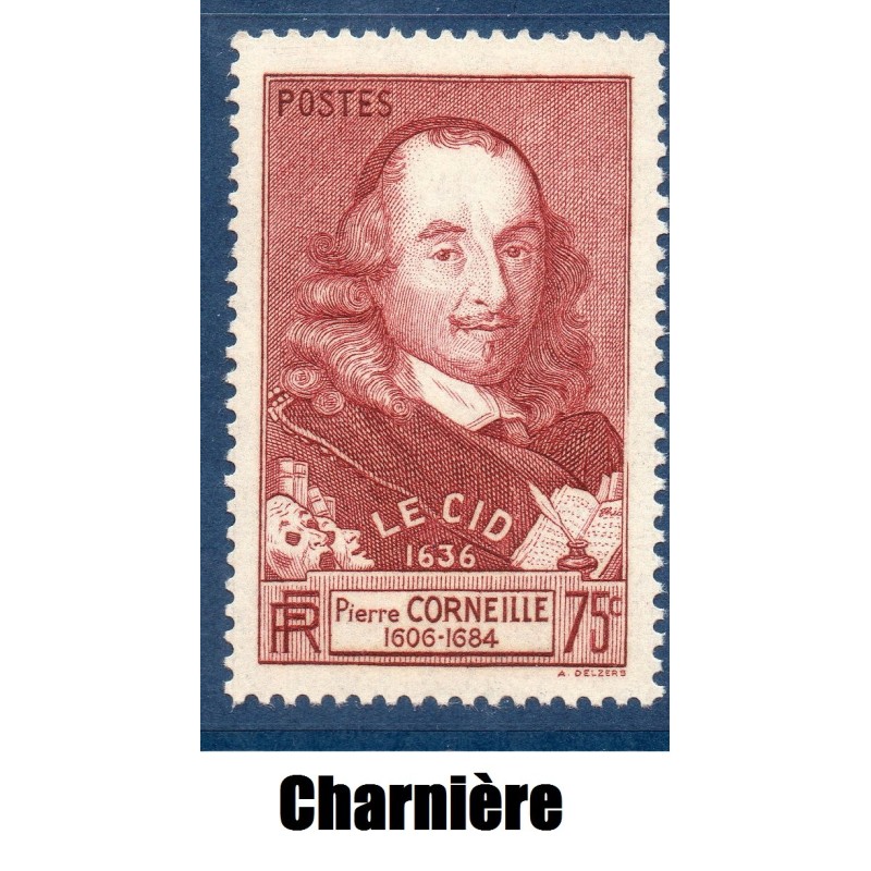 Timbre France Yvert No 335 Pierre Corneille neuf * avec trace de charnière