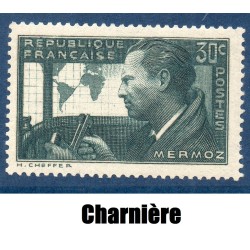 Timbre France Yvert No 337 Jean Mermoz neuf * avec trace de charnière