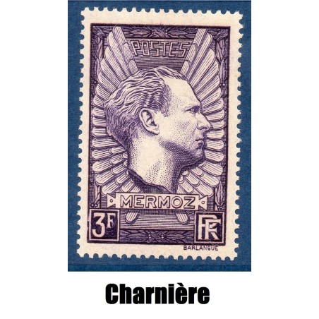 Timbre France Yvert No 338 Jean Mermoz neuf * avec trace de charnière