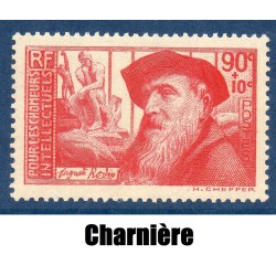 Timbre France Yvert No 344 chômeurs intellectuels Auguste Rodin neuf * avec trace de charnière