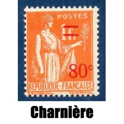 Timbre France Yvert No 359 Type paix surchargé * avec trace de charnière