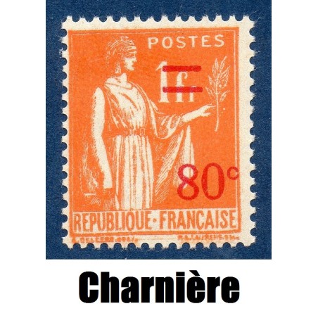 Timbre France Yvert No 359 Type paix surchargé * avec trace de charnière