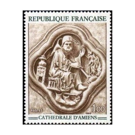 Timbre France Yvert No 1586 Amiens, bas relief de la cathédrale