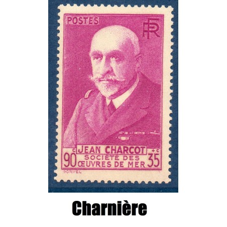 Timbre France Yvert No 377A Jean Charcot neuf *avec trace de charnière