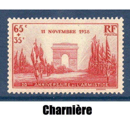 Timbre France Yvert No 403 20 ans de la Victoire neuf * avec trace de charnière