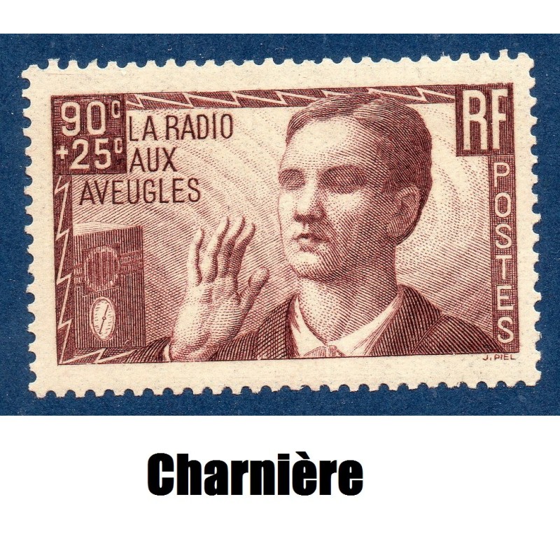 Timbre France Yvert No 418 La radio aux aveugles neuf * avec trace de charnière