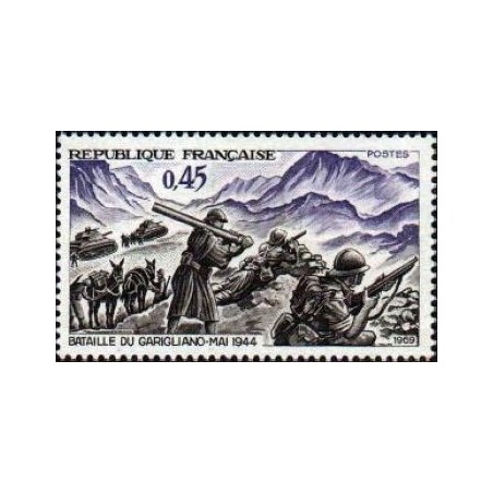 Timbre France Yvert No 1601 Victoire de Garigliano, 25e anniversaire