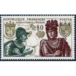 Timbre France Yvert No 1616 Louis XI et Charles le Téméraire
