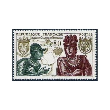 Timbre France Yvert No 1616 Louis XI et Charles le Téméraire