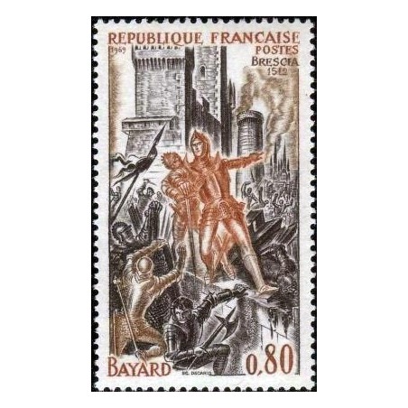 Timbre France Yvert No 1617 Le chevalier Bayard à la bataille de Brescia