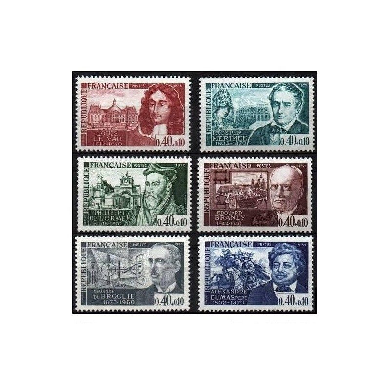 Timbre Yvert No 1623-1628 France, série personnages célèbres