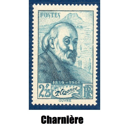 Timbre France Yvert No 421 Paul Cézanne neuf * avec trace de charnière