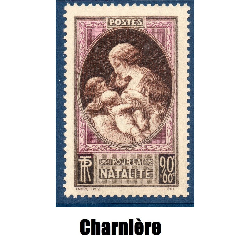 Timbre France Yvert No 441 Natalité neuf * avec trace de charnière