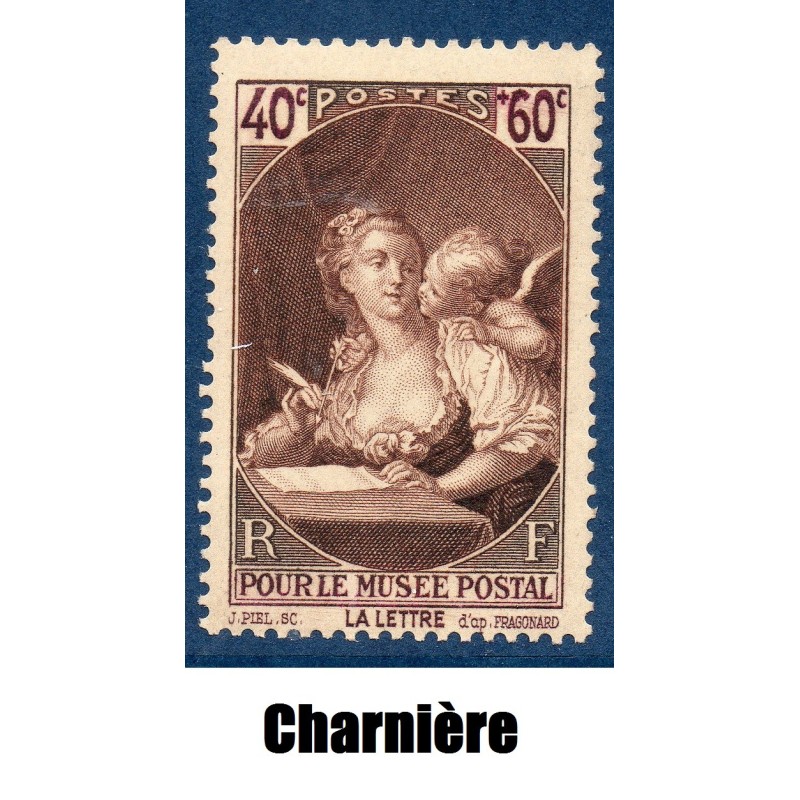 Timbre France Yvert No 446 Musée Postal, Fragonard neuf * avec trace de charnière