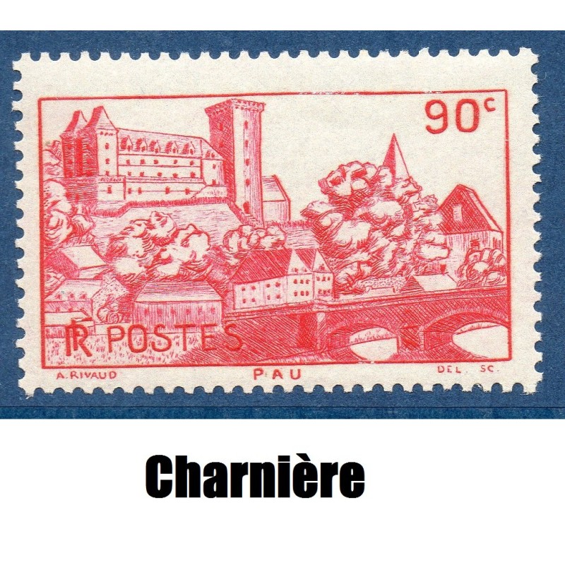 Timbre France Yvert No 449 Château de Pau neuf * avec trace de charnière