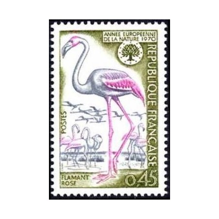 Timbre France Yvert No 1634 Flamant rose, année européenne de la nature