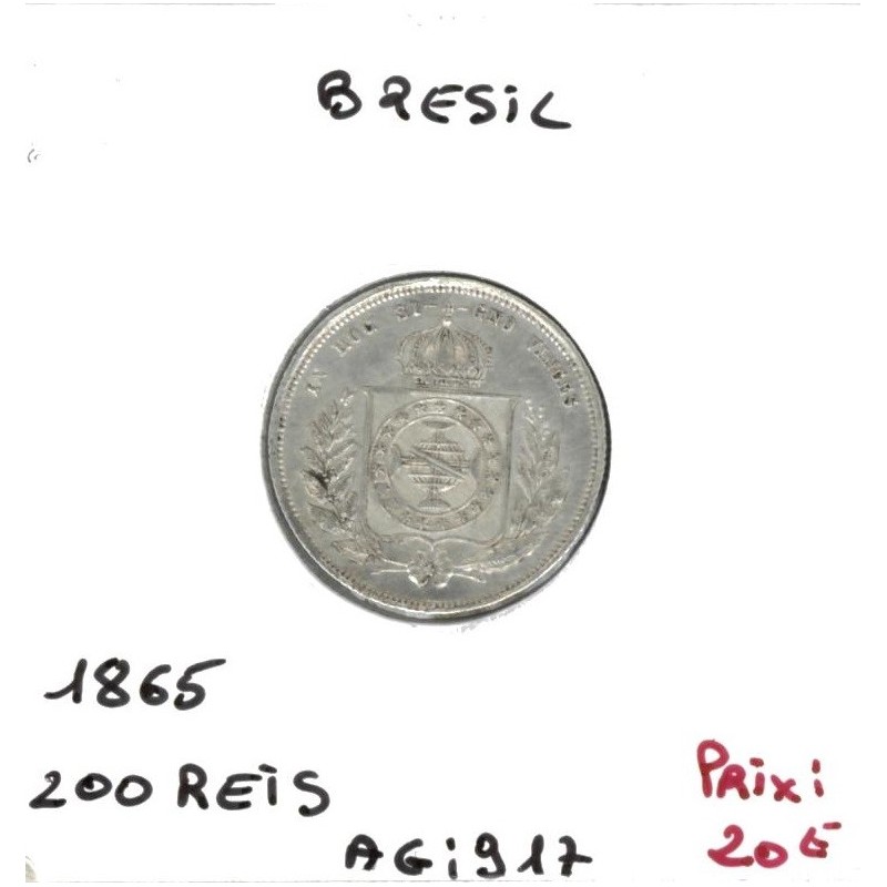 Brésil 200 reis 1865 Spl, KM 469 pièce de monnaie