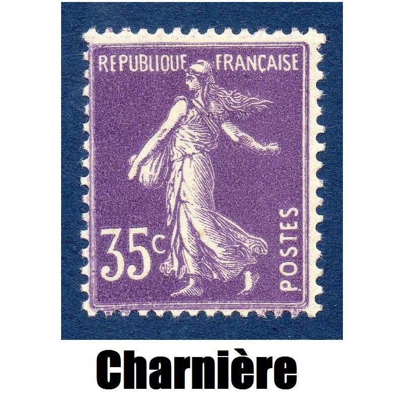 Timbre France Yvert No 142 semeuse fond plein 35c Violet neuf * avec trace de charnière