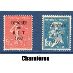 Timbres France Yvert No 264-265 Congrès du BIT neuf * avec trace de charnère