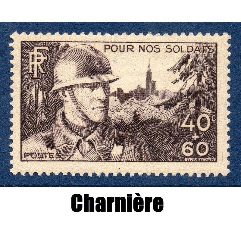 Timbre France Yvert  No 451 Pour nos soldats, fantassin de strasbourg neuf* avec trace de charnière