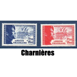 Timbre France Yvert No 565-566 Légion Tricolore neuf * avec trace de charniére