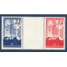 Timbre France Yvert No 566a paire avec interval Légion Tricolore