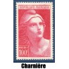 Timbre France Yvert No 733 Marianne de Gandon 100 francs carmin, neuf* avec trace de charnière