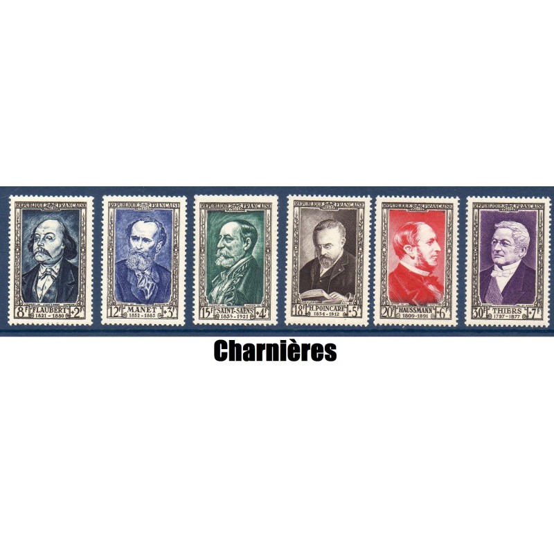 Timbre France Yvert No 930-935 serie Thiers serie célébrité du XIX e siècle neuf * avec trace de charnière