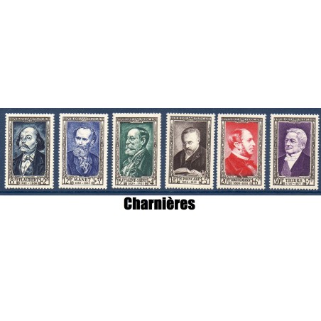 Timbre France Yvert No 930-935 serie Thiers serie célébrité du XIX e siècle neuf * avec trace de charnière