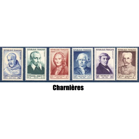 Timbre France Yvert No 945-950 serie lyautey Célébrités du XIIe au XXe siècles neuf * avec trace de charnière