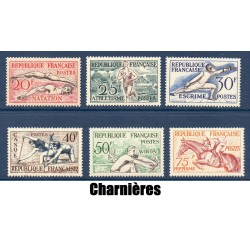 Timbre France Yvert No 960-965 serie sport, jeux olympiques d' Helsinki neuf * avec trace de charnière