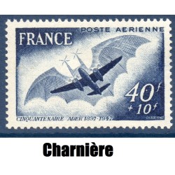 Timbre France Poste Aérienne Yvert 23 Premier vol de l'avion d'Ader neuf* avec trace de charnière