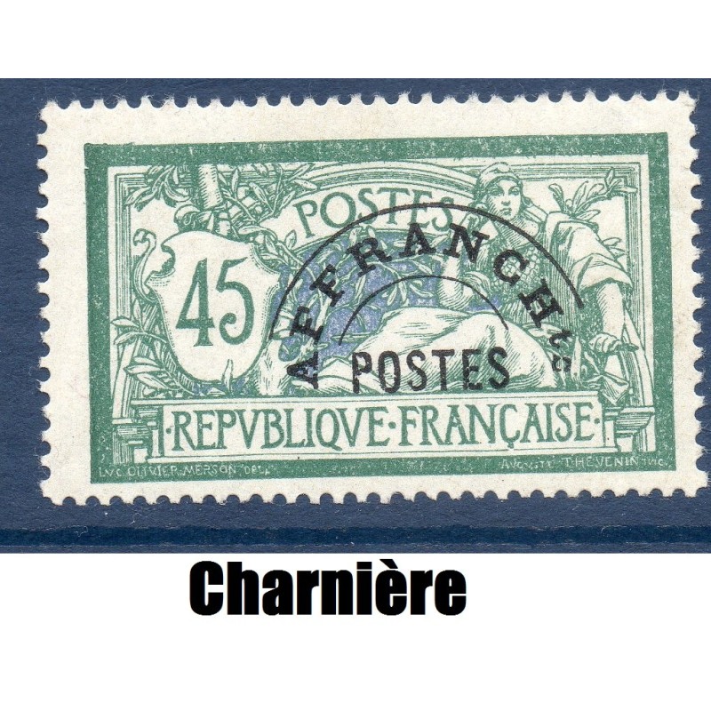 Timbre France Préoblitérés Yvert 44 Type Merson 45c vert et bleu TBC neuf * avec trace de charnière