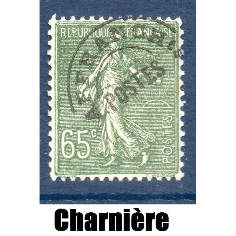 Timbre France Préoblitérés Yvert 49 Type semeuse 65c Olive neuf * avec trace de charnière