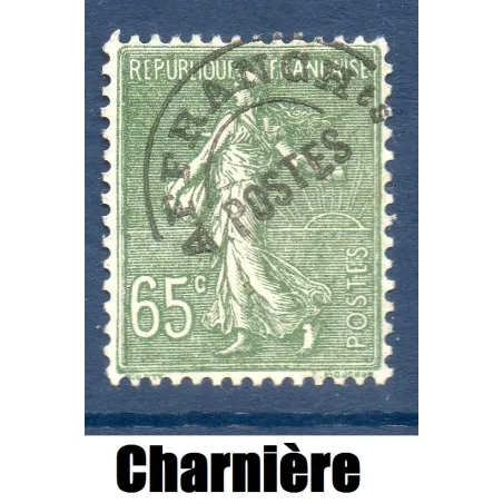 Timbre France Préoblitérés Yvert 49 Type semeuse 65c Olive neuf * avec trace de charnière
