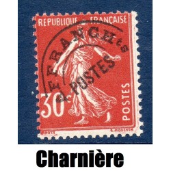 Timbre France Préoblitérés Yvert 61 Type semeuse 30c rouge sombre neuf * avec trace de charnière