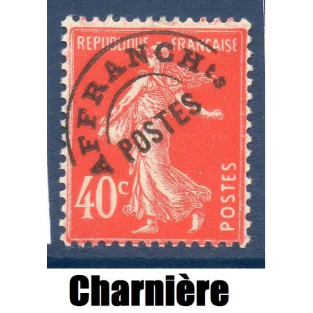 Timbre France Préoblitérés Yvert 64 Type semeuse 40c vermillon neuf * avec trace de charnière