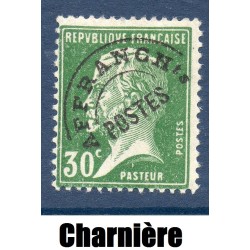 Timbre France Préoblitérés Yvert 66 Type Pasteur 30c vert neuf * avec trace de charnière