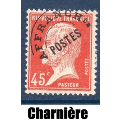 Timbre France Préoblitérés Yvert 67 Type Pasteur 45c rouge neuf * avec trace de charnière