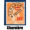 Timbre France Préoblitérés Yvert 74 Type Paix 80c sur 1f orange neuf * avec trace de charnière