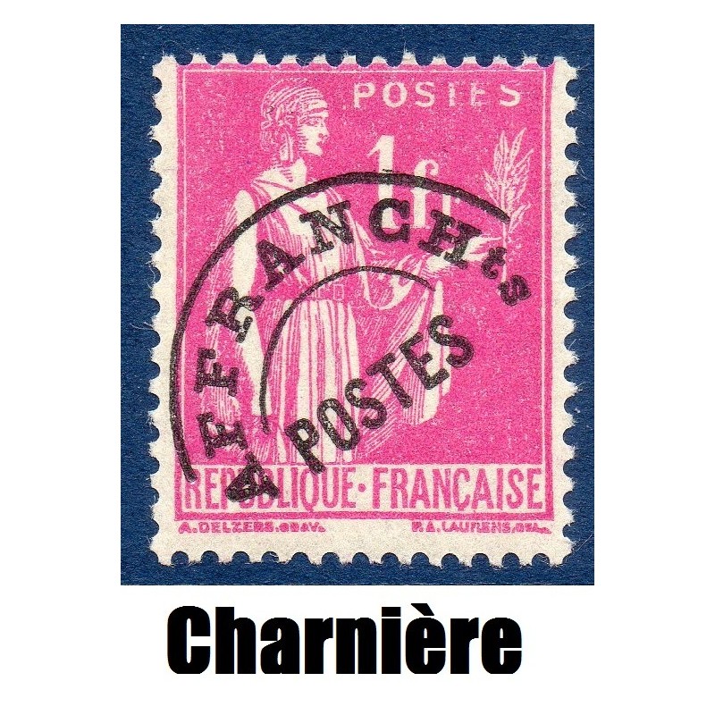 Timbre France Préoblitérés Yvert 76 Type 1f Rose neuf * avec trace de charnière