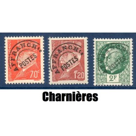Timbres France Préoblitérés Yvert 84-86 Série complète Pétain neufs* avec trace de charnière