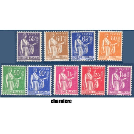 Timbre France Yvert No 363-371 Type Paix neufs * avec trace de charnière