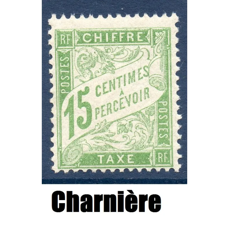 Timbre France Taxes Yvert 30 Type Duval 15c Vert-Jaune neuf * avec trace de charnière Timbre France Taxes Yvert 30 Type Duval 15c Vert-Jaune neuf * avec trace de charnière