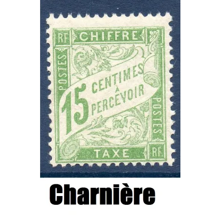 Timbre France Taxes Yvert 30 Type Duval 15c Vert-Jaune  neuf * avec trace de charnière