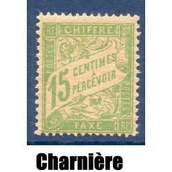 Timbre France Taxes Yvert 30a Type Duval 15c Vert-Jaune papier GC neuf * avec trace de charnière