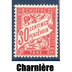 Timbre France Taxes Yvert 33 Type Duval 30c Rouge carminé neuf * avec trace de charnière